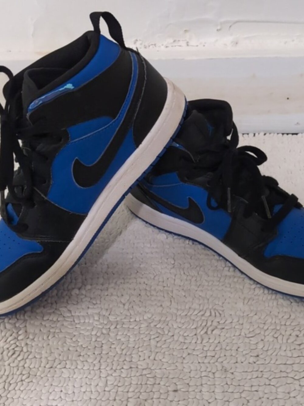 NIKE Air Jordan Kids Mid Black and Blue Sneakers 3 - Picture 3 of 8